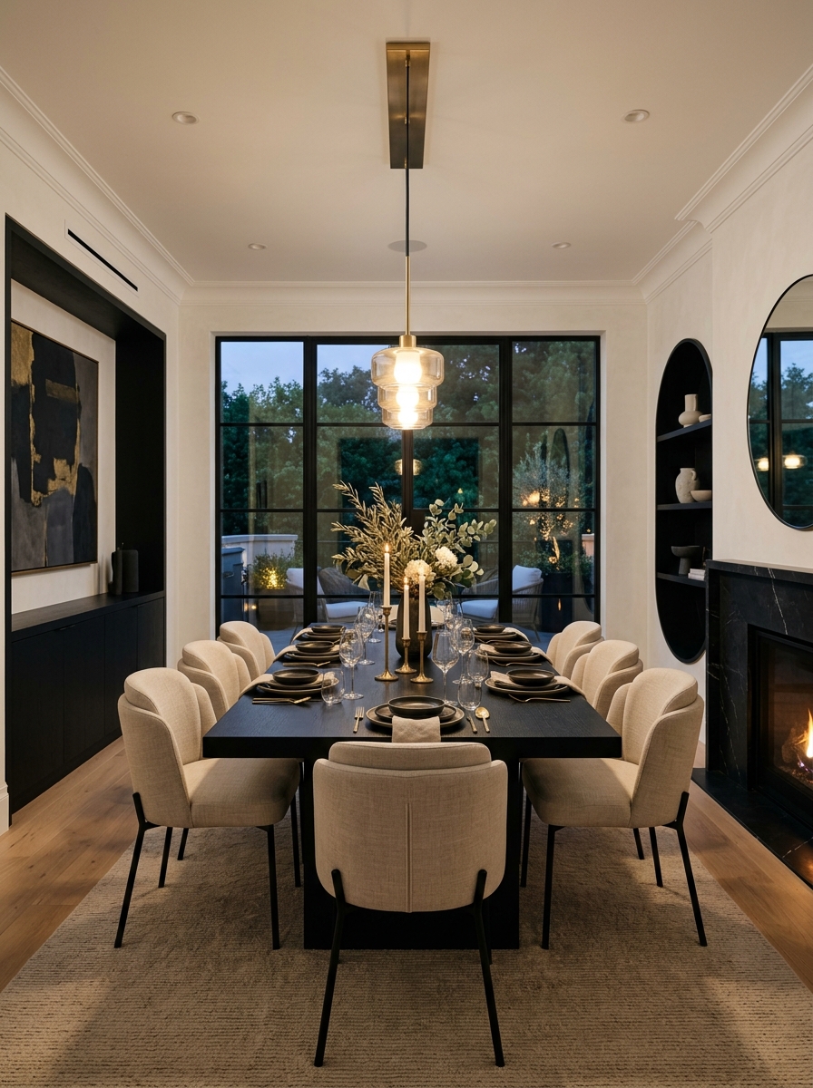 Black Accent Minimalist Luxe Dining Room