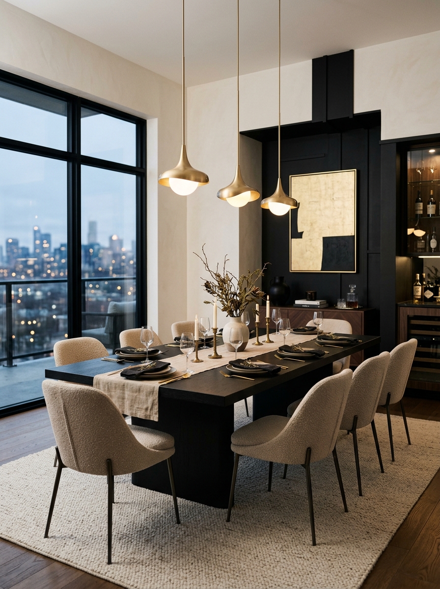 Black Accent Minimalist Luxe Dining Room