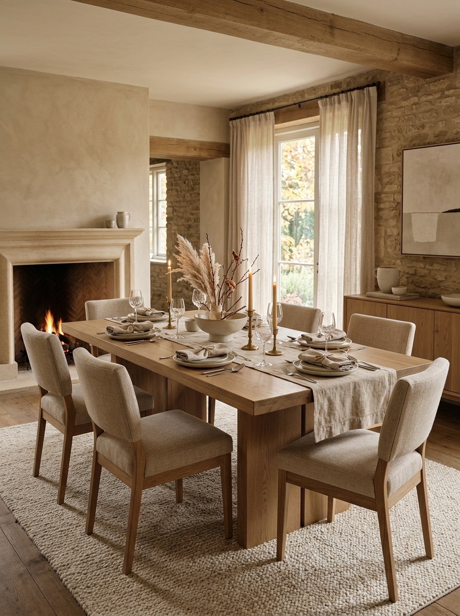 Soft Neutral Layered Luxury Dining Room