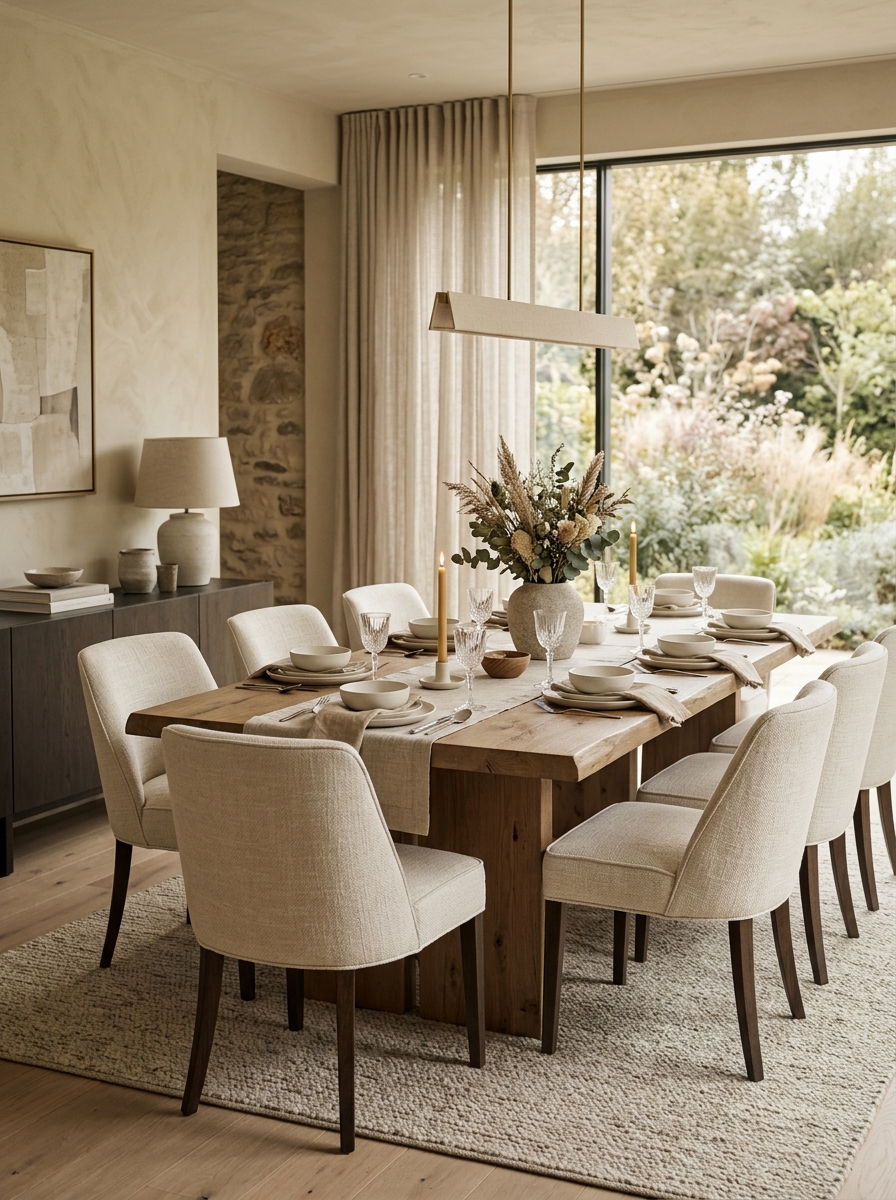 Soft Neutral Layered Luxury Dining Room
