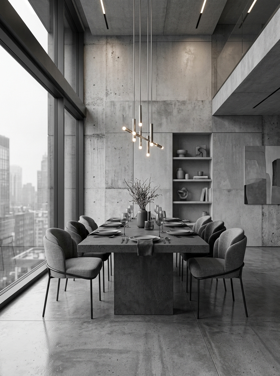 Modern Monochrome Grey Dining Concept