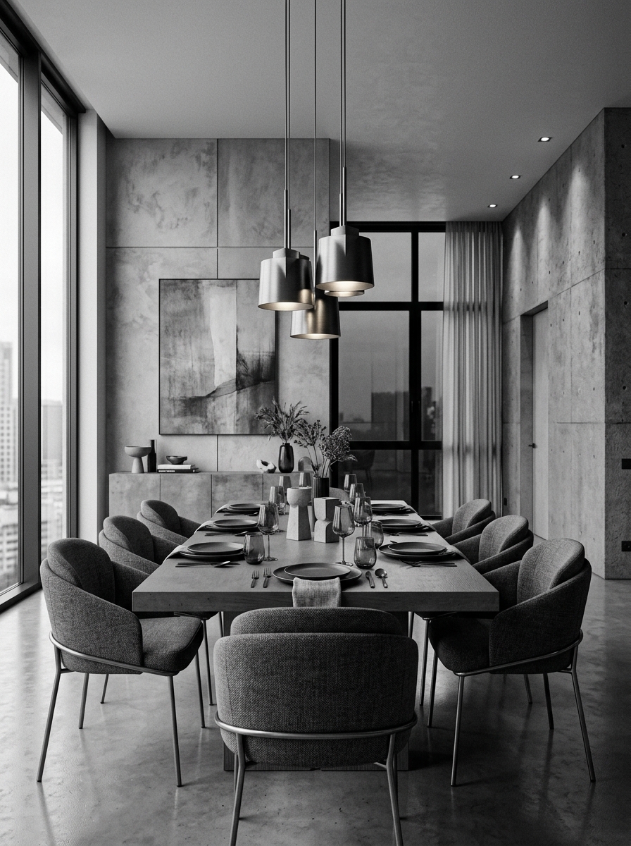 Modern Monochrome Grey Dining Concept