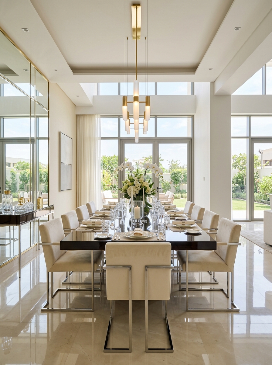 High-Gloss Reflective Luxury Dining Room
