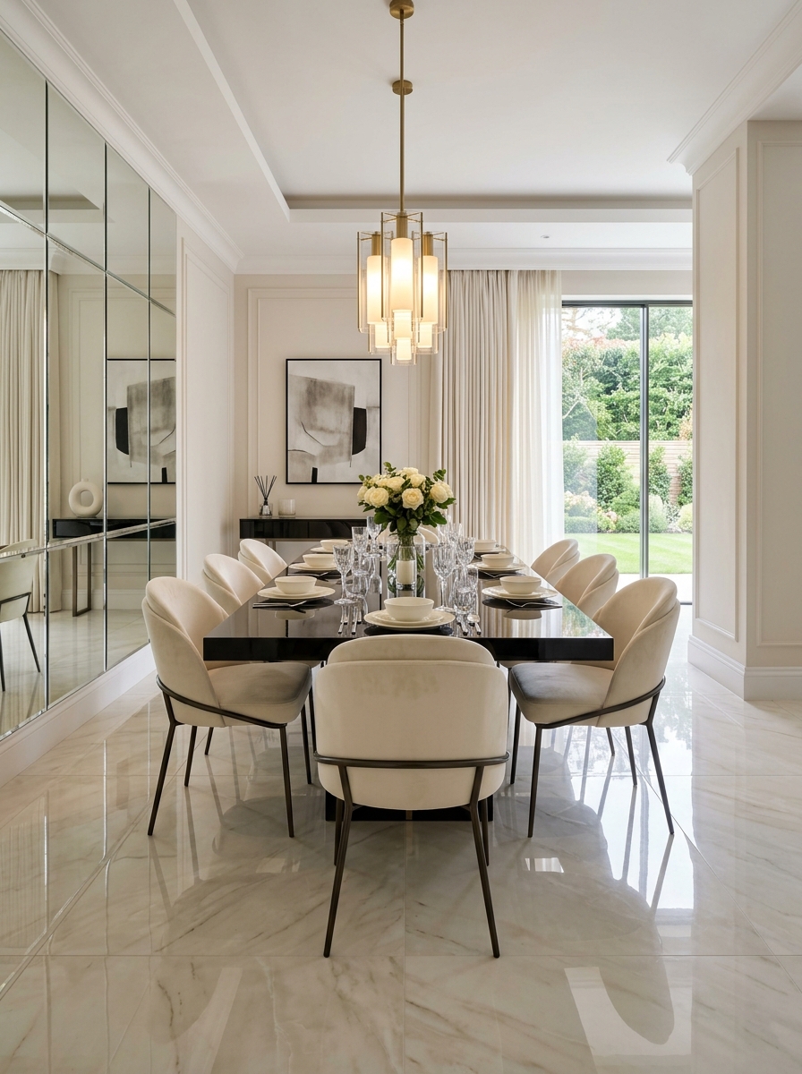 High-Gloss Reflective Luxury Dining Room