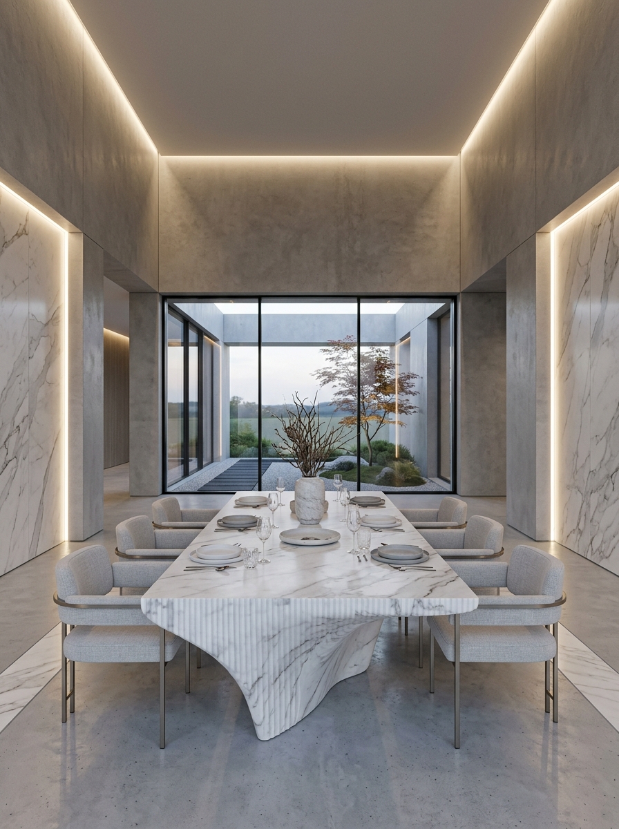 Ultra-Luxury Minimal Architectural Dining Room