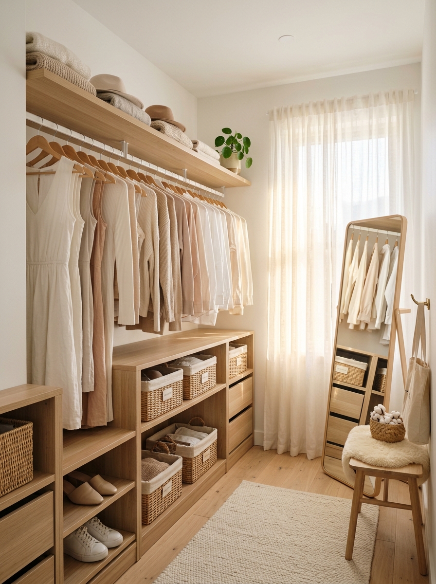 Bright Airy Scandinavian Feminine Closet