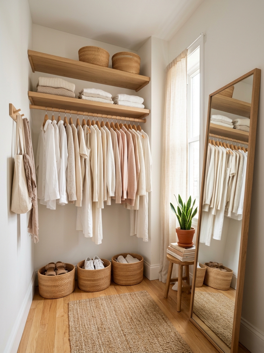 Bright Airy Scandinavian Feminine Closet