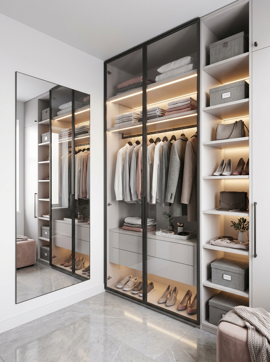 Modern Glass & Minimal Luxury Closet