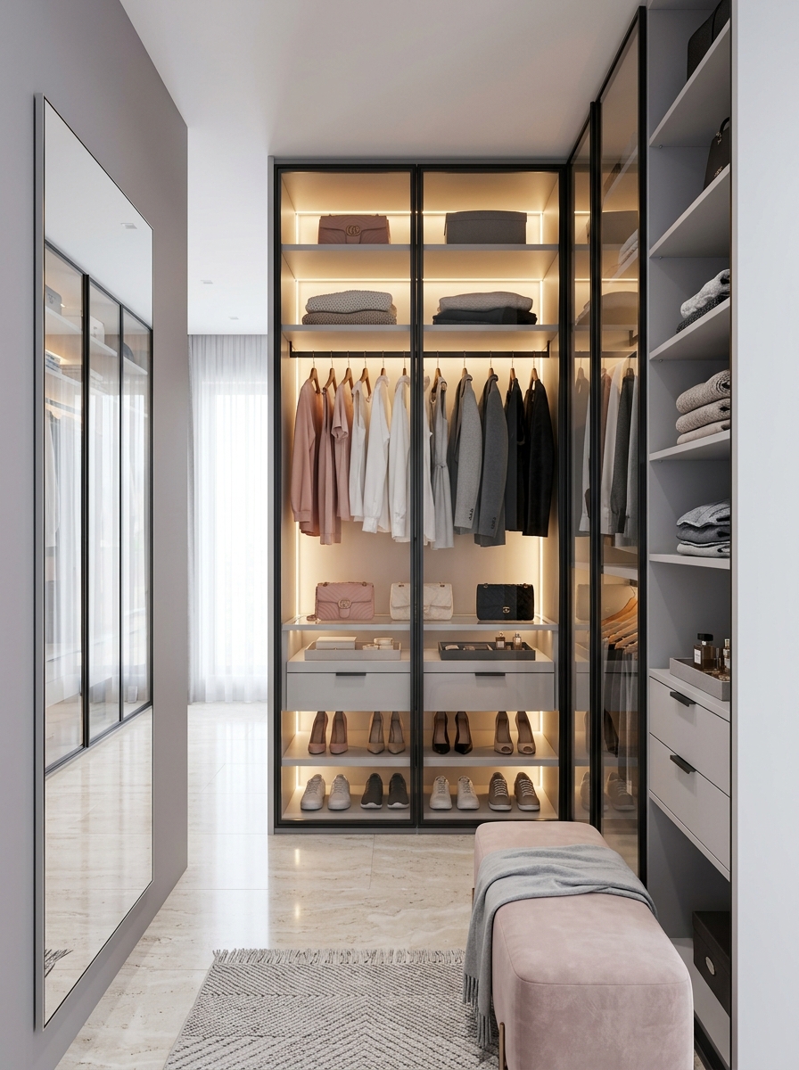 Modern Glass & Minimal Luxury Closet