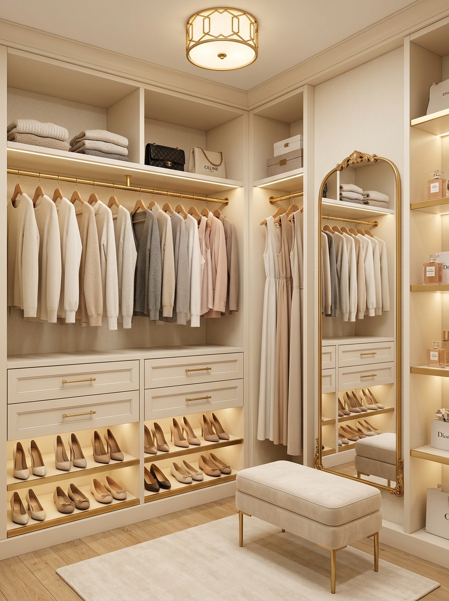 Elegant Gold Accent Closet