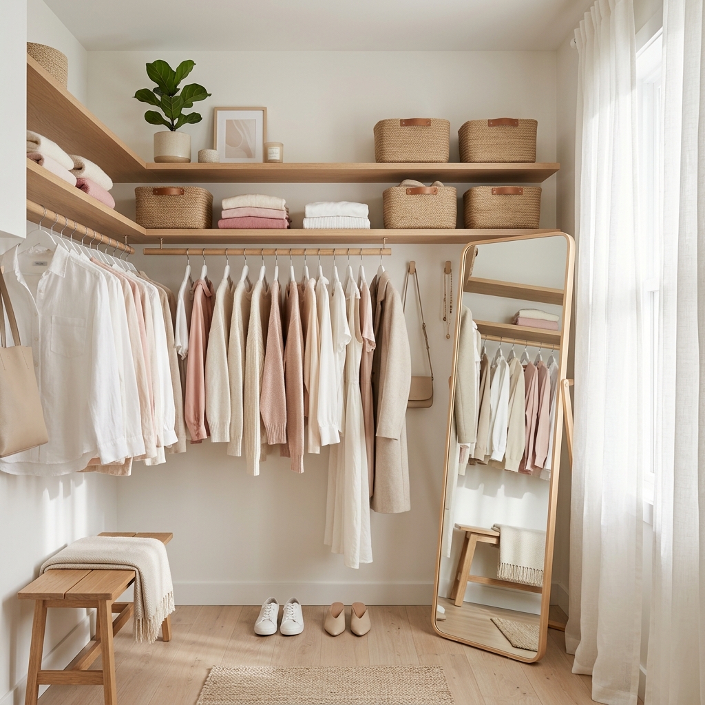 18 Girly Mini Walk-in Closet Ideas That Look Clean, Chic, & Elegant