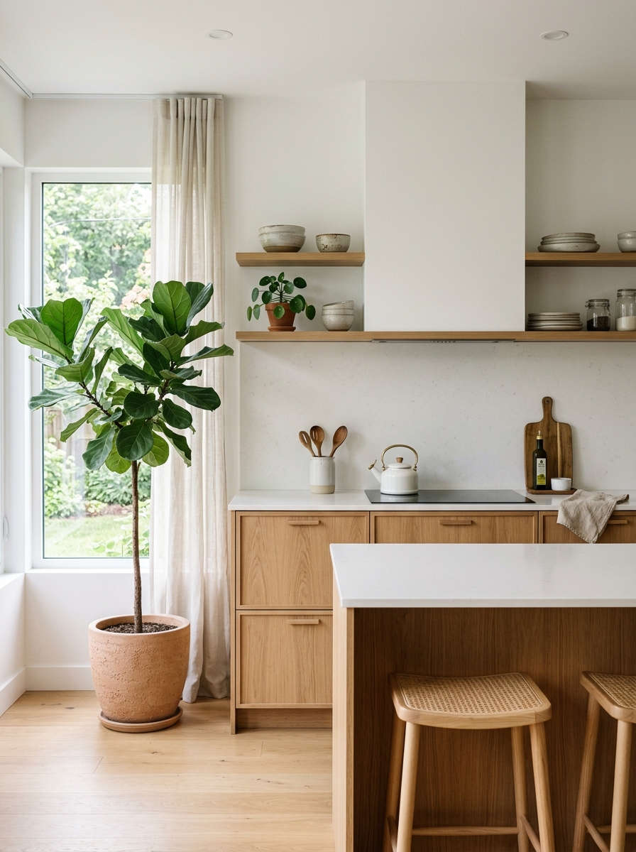 Minimal Boho Kitchen with Subtle Greenery
