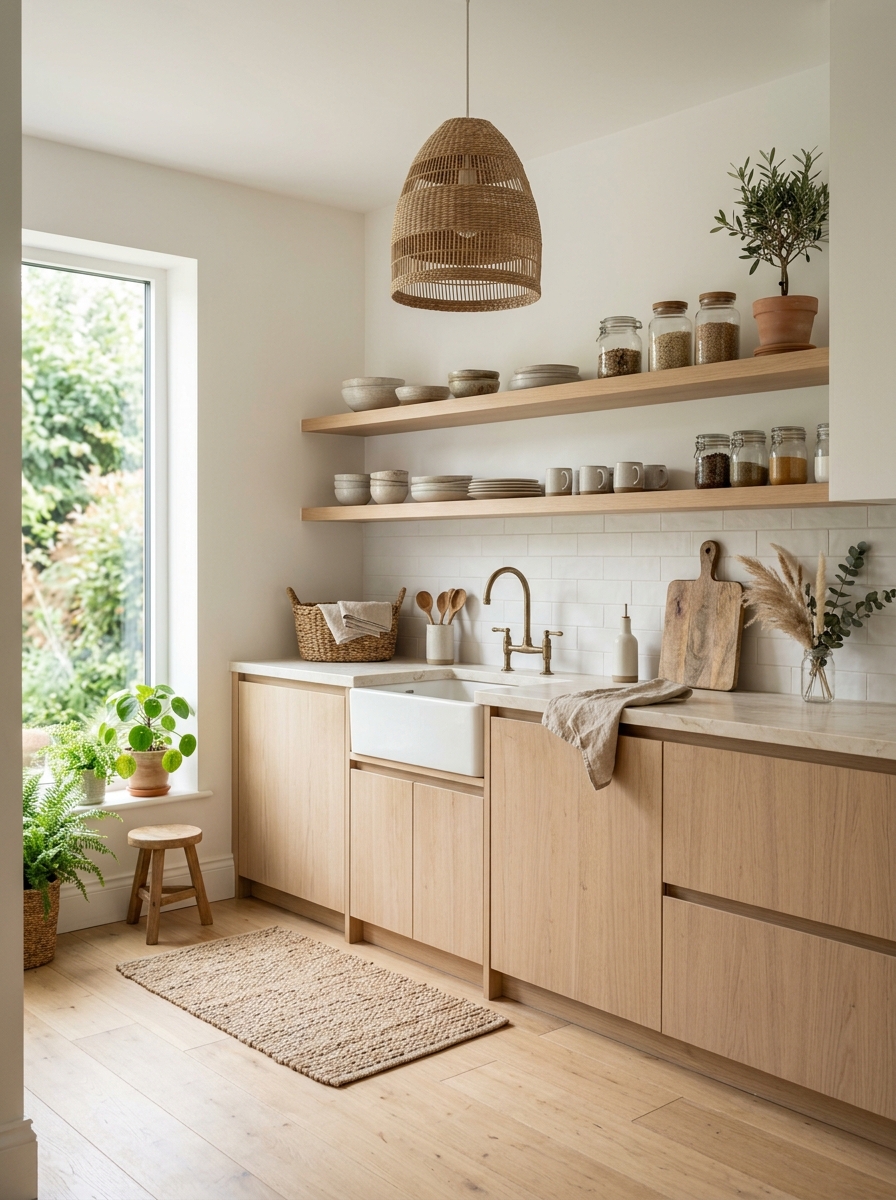 Minimal Boho Kitchen with Soft Neutrals & Subtle Texture