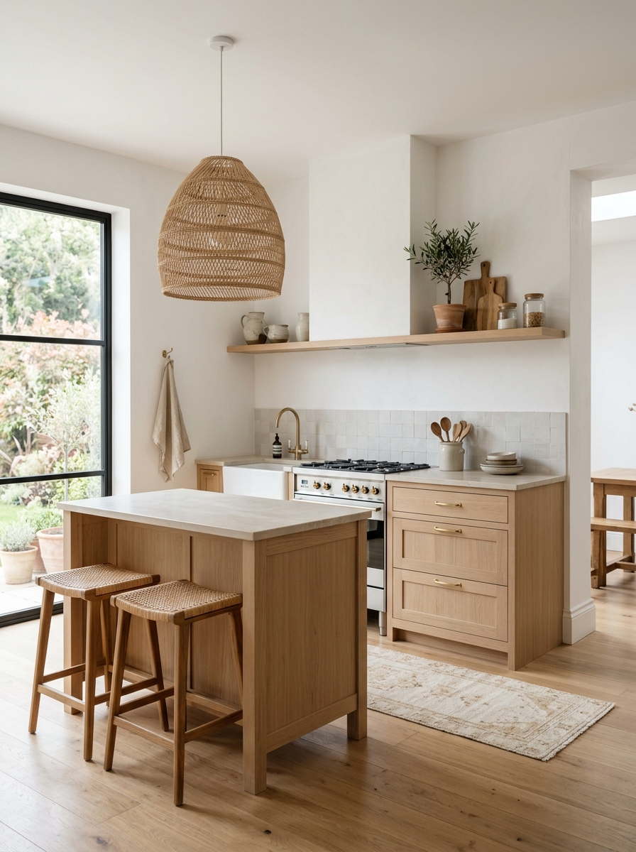 Minimal Boho Kitchen with Soft Neutrals & Subtle Texture