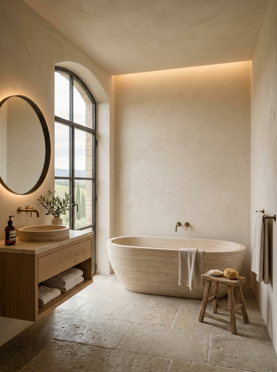 Minimal Modern Tuscan Bathroom