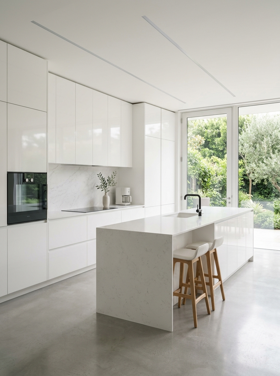 Minimalist All-White with Hidden Storage