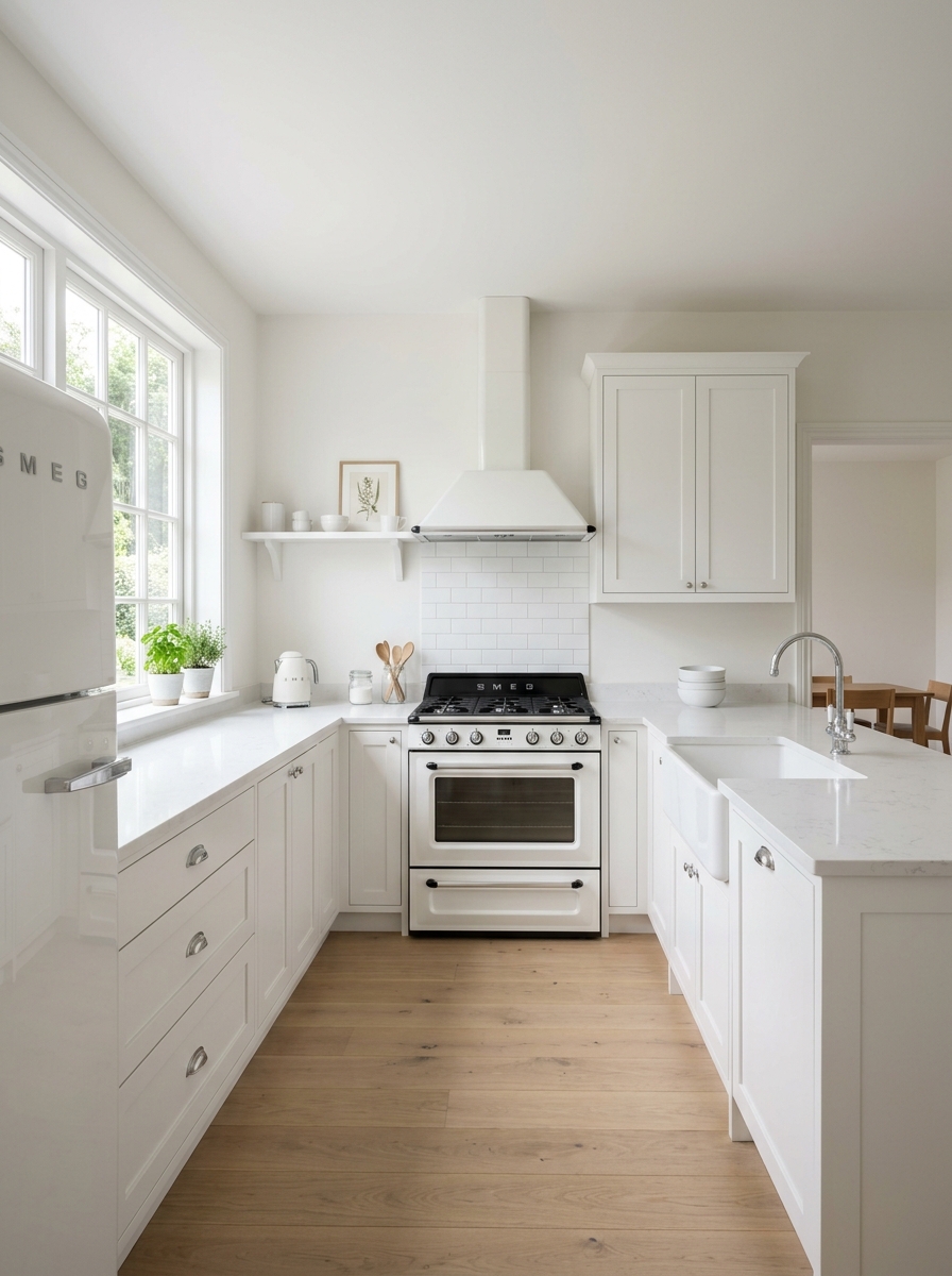 Classic White Retro Minimal Kitchen
