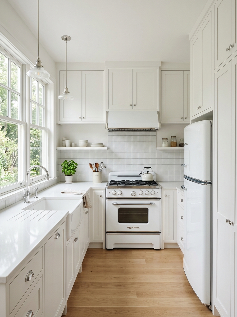 Classic White Retro Minimal Kitchen