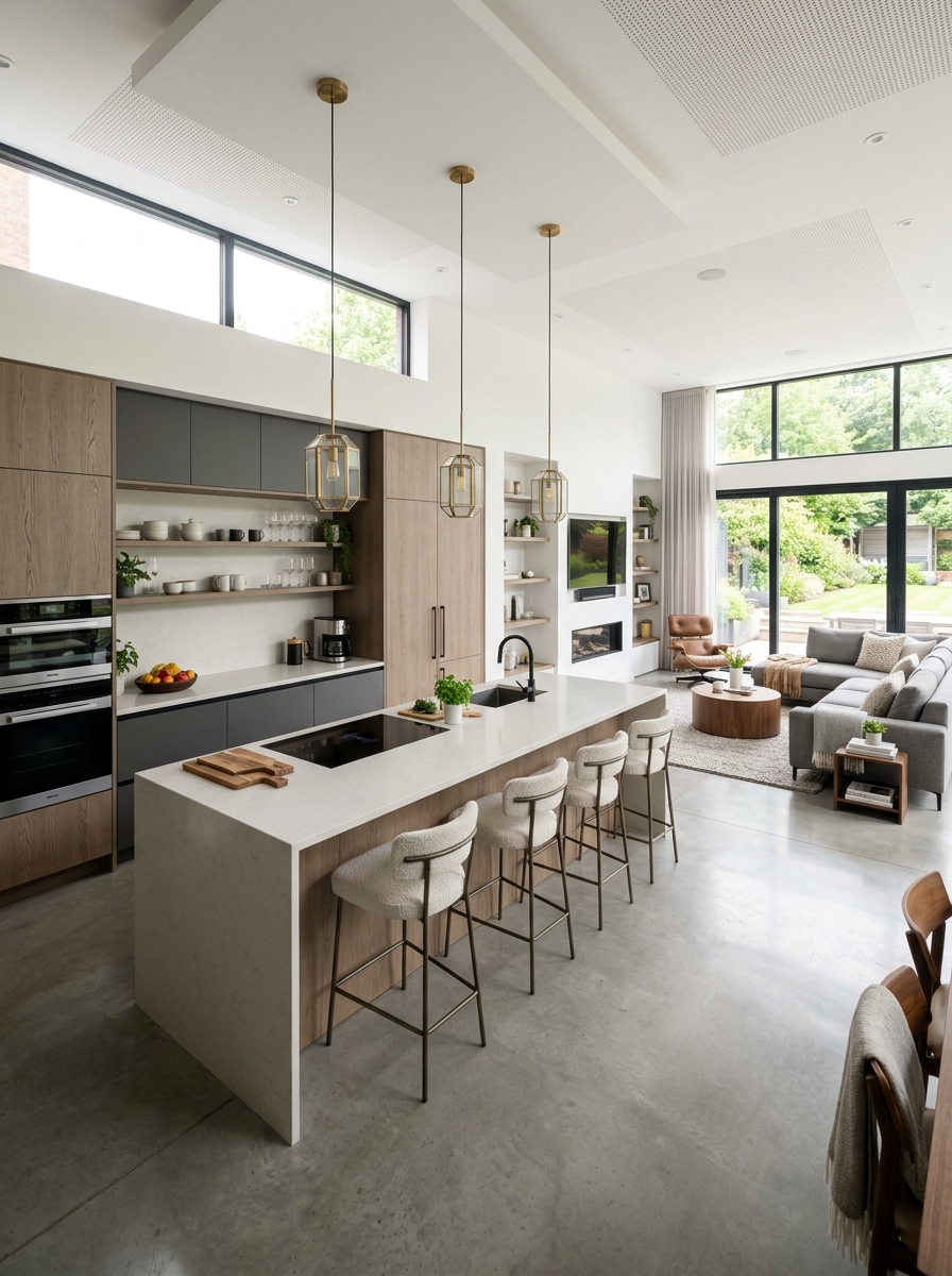 Open-Concept Kitchen with Seamless Cabinet Flow
