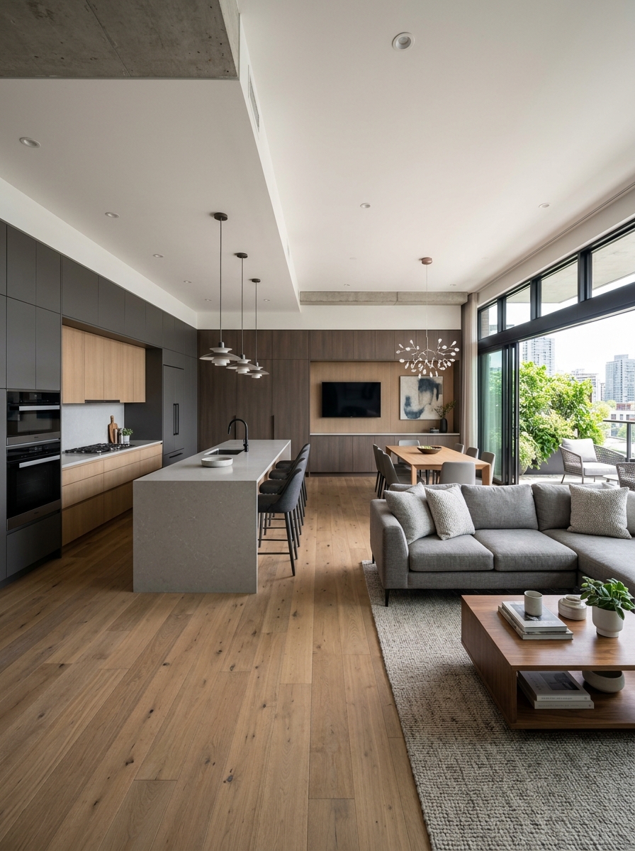 Open-Concept Kitchen with Seamless Cabinet Flow