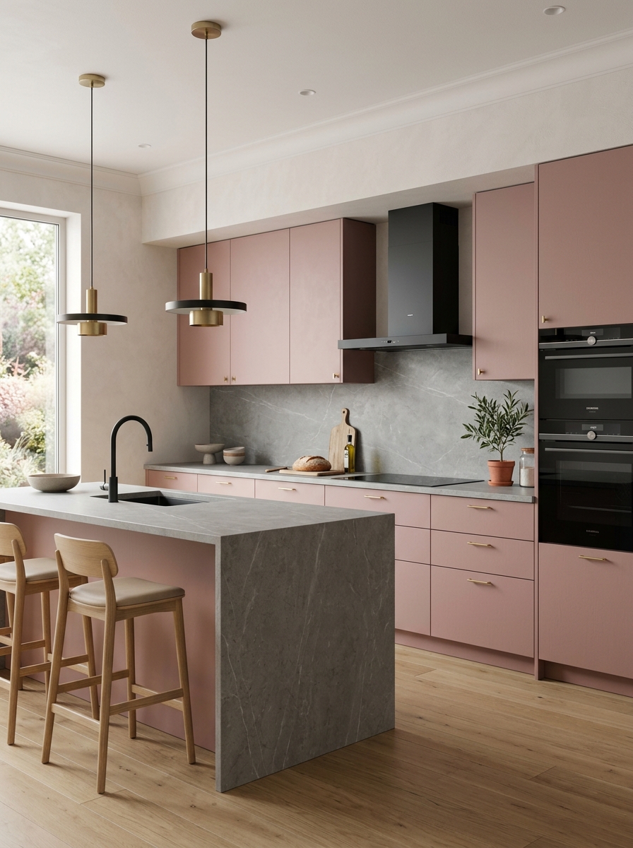 Pink and Grey Sophisticated Kitchen