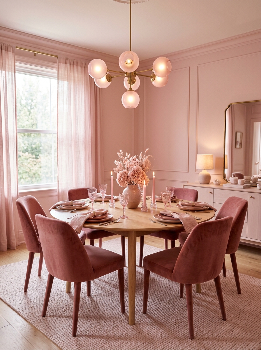 Soft Pink Monochrome Dining Elegance