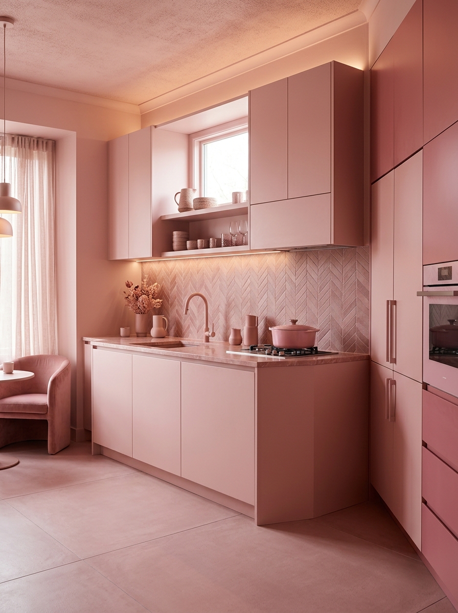 Monochrome Pink Kitchen