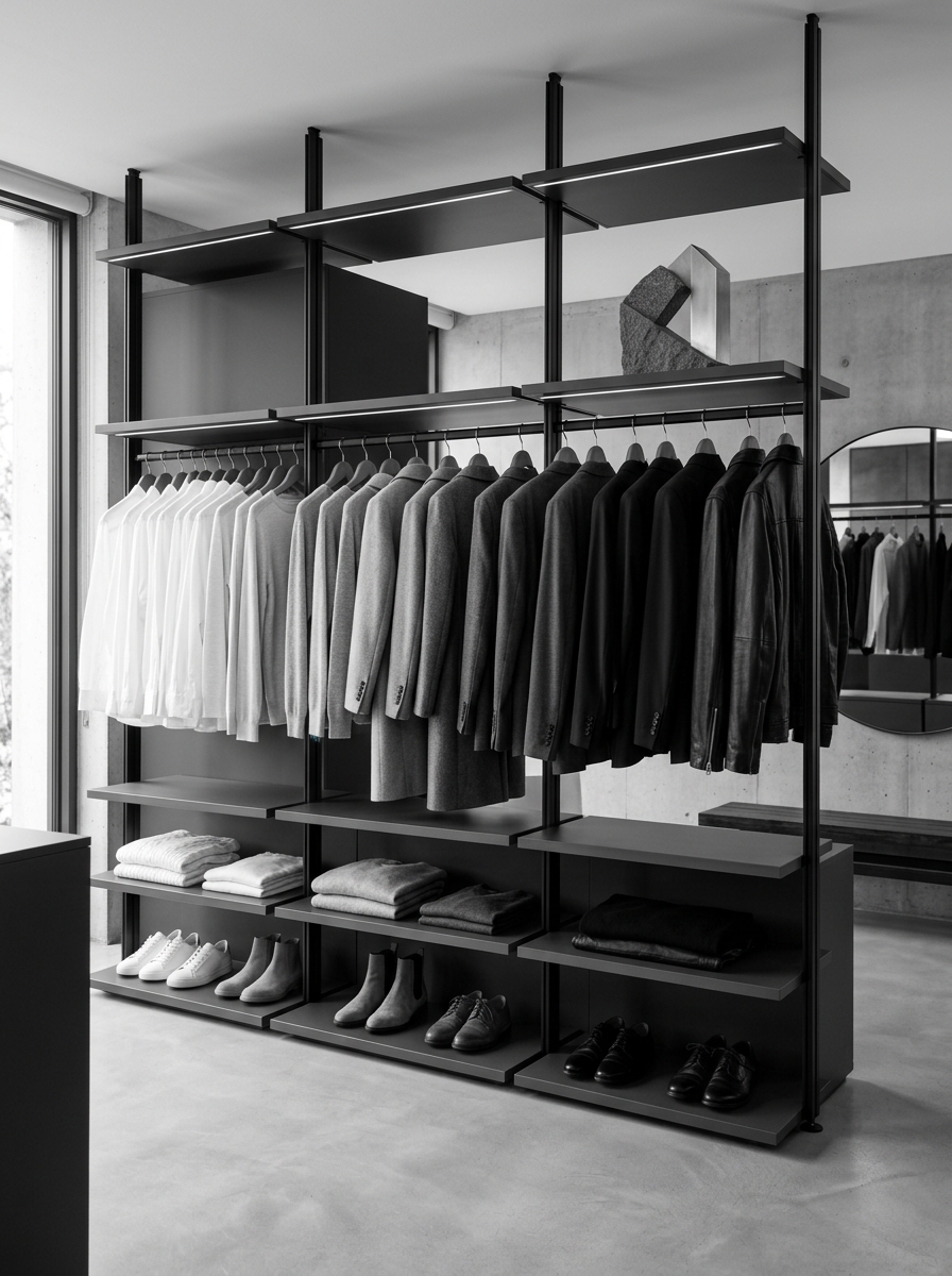 Monochrome Minimal Closet With Editorial Styling