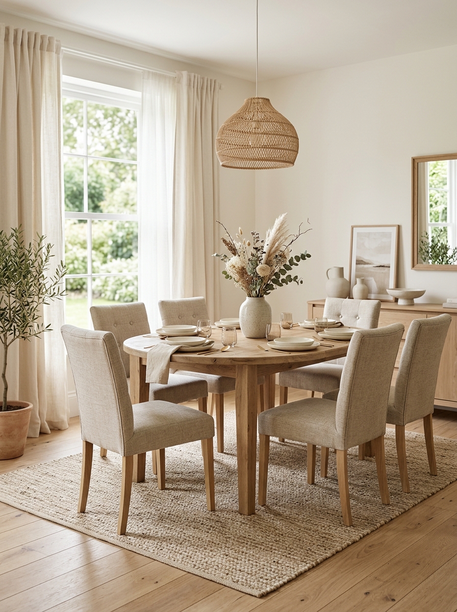 Soft Neutral Feminine Dining Space