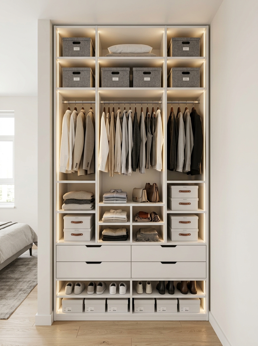 Compact Open Closet With Vertical Luxury Design