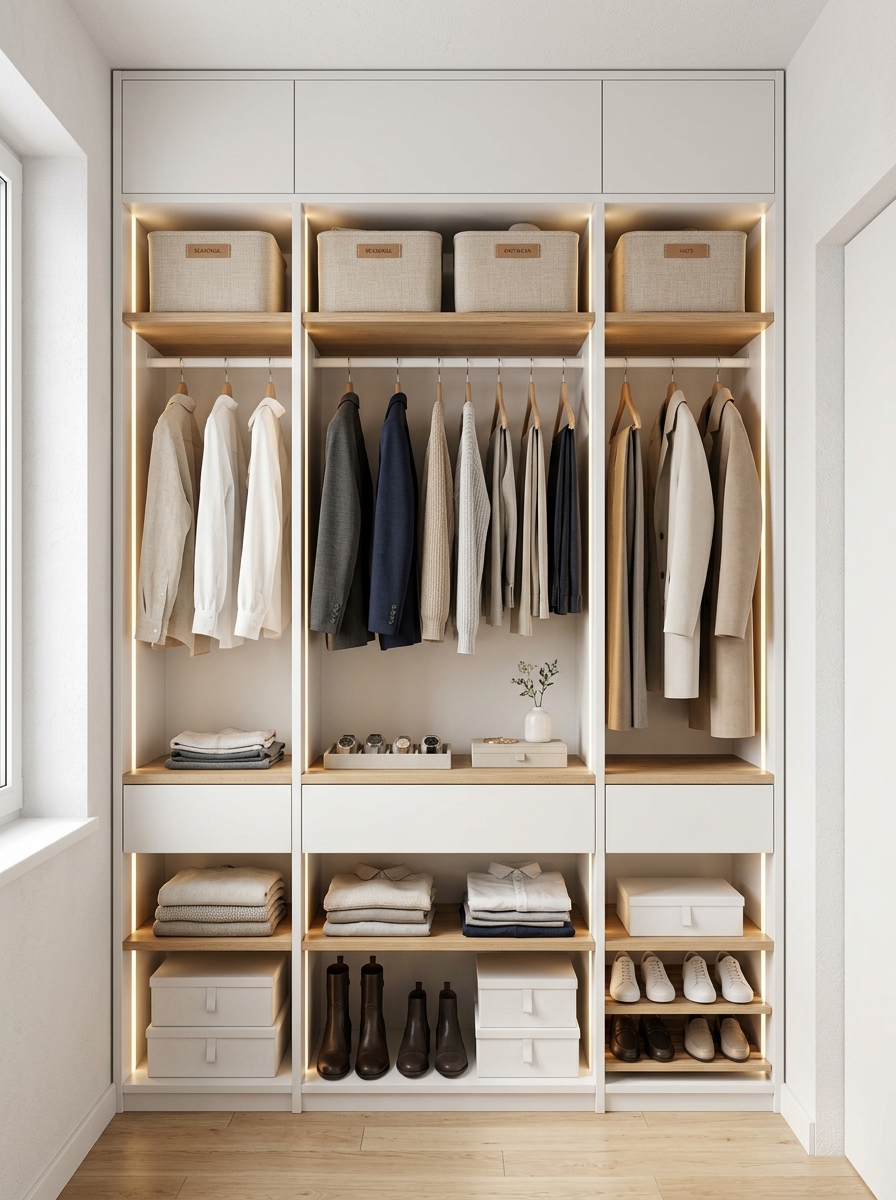 Compact Open Closet With Vertical Luxury Design