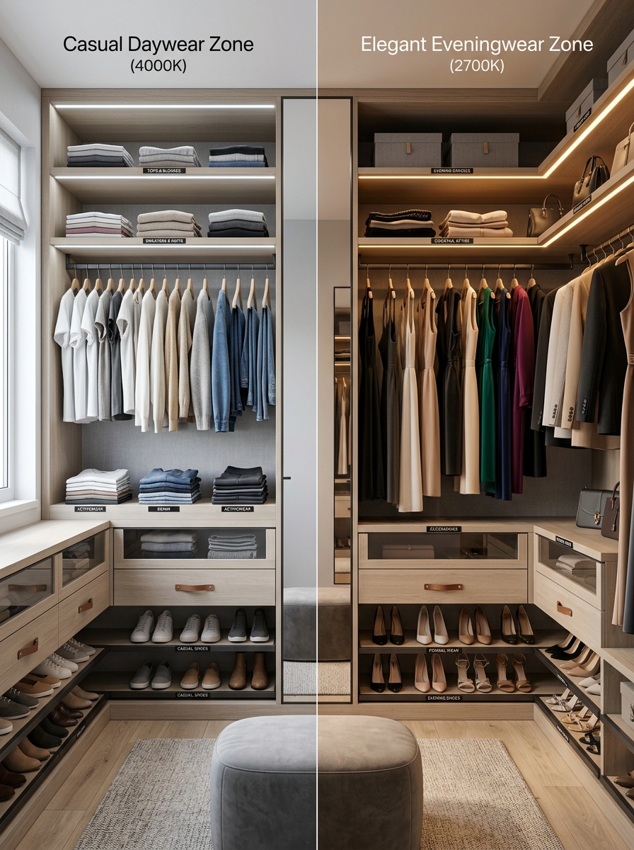 Dual-Zone Closet Layout (Day & Night Wardrobe System)