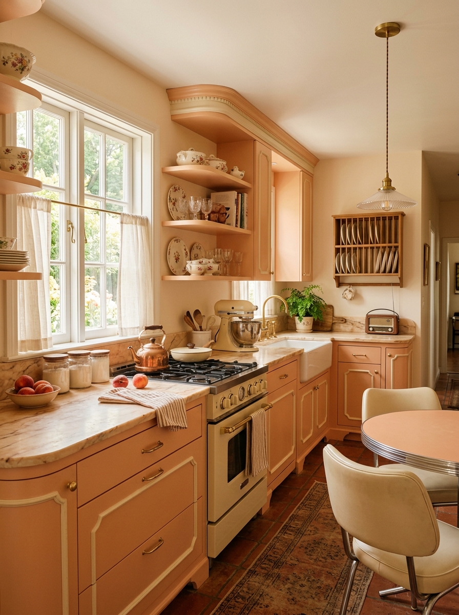 Peach and Cream Soft Retro Kitchen
