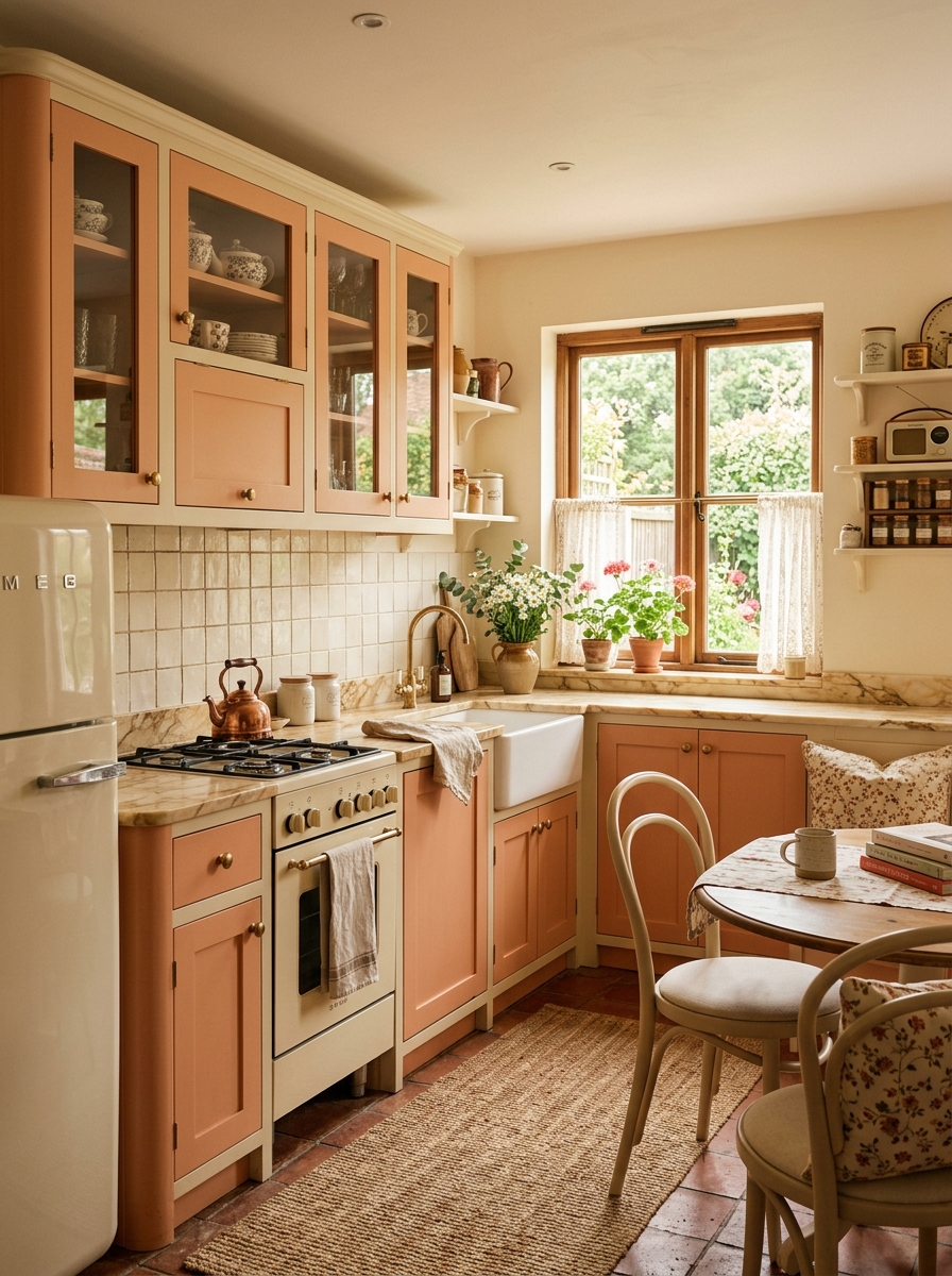 Peach and Cream Soft Retro Kitchen