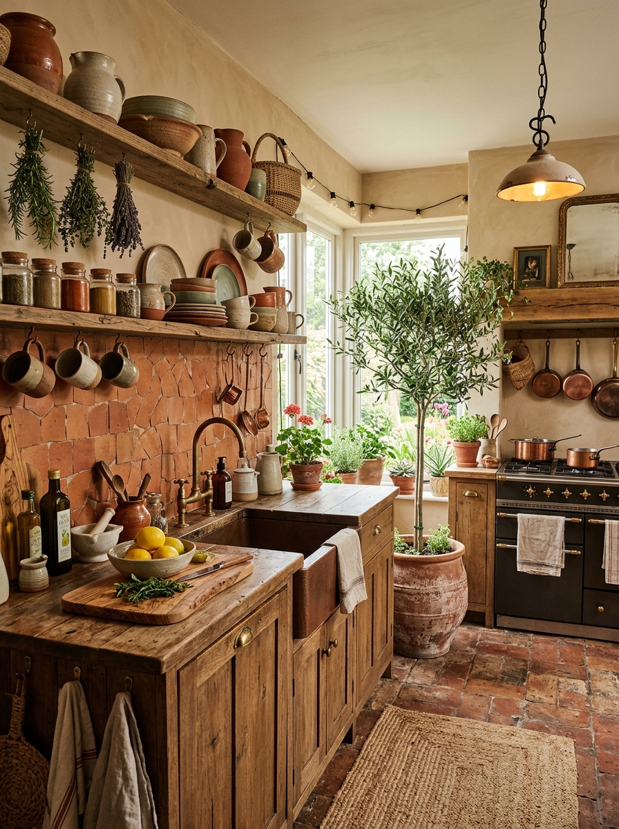 Earthy Bohemian Kitchen with Clay and Terracotta Accents