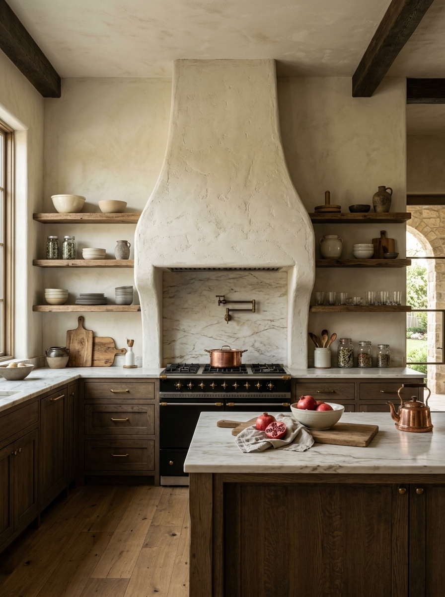 Rustic Luxury Kitchen with Statement Range Hood