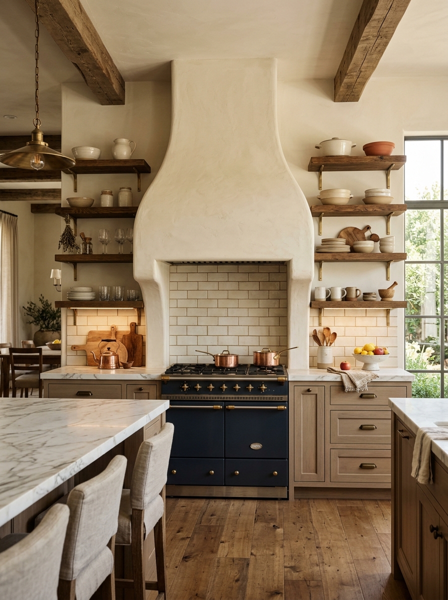 Rustic Luxury Kitchen with Statement Range Hood