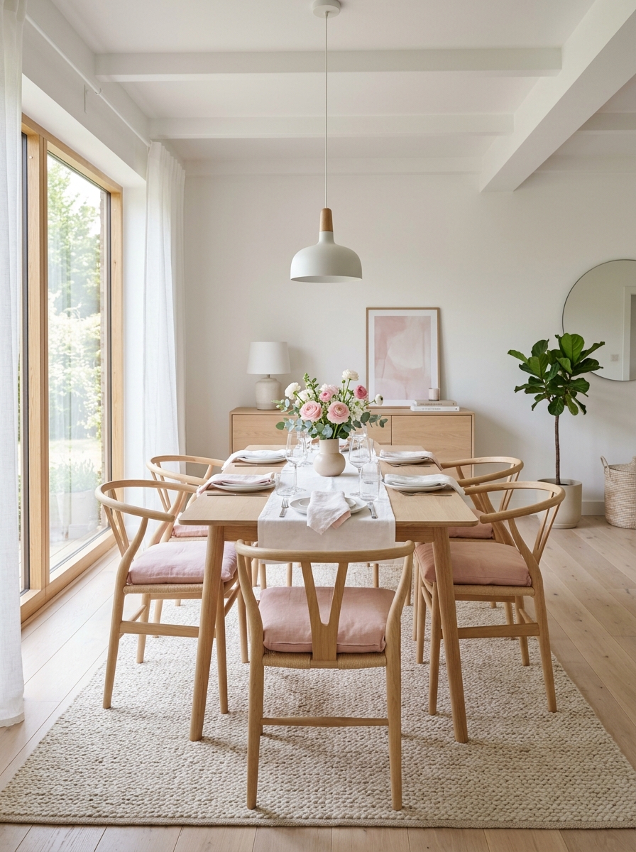 Scandinavian-Inspired Pink & White Dining Serenity