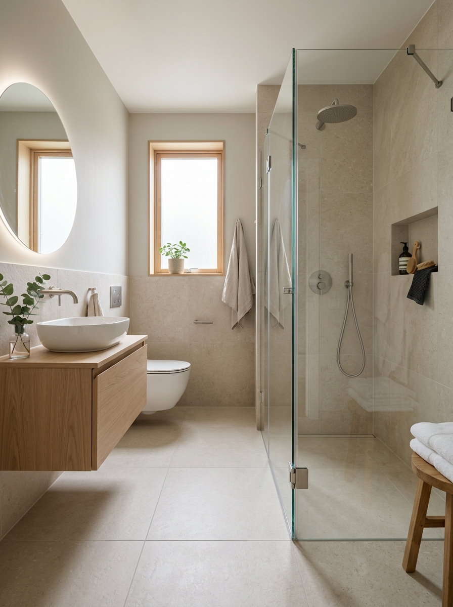 Glass Shower Enclosure for an Open Feel