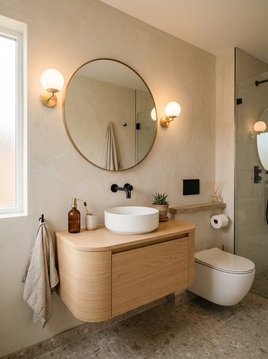 Round Mirror to Soften and Expand the Space