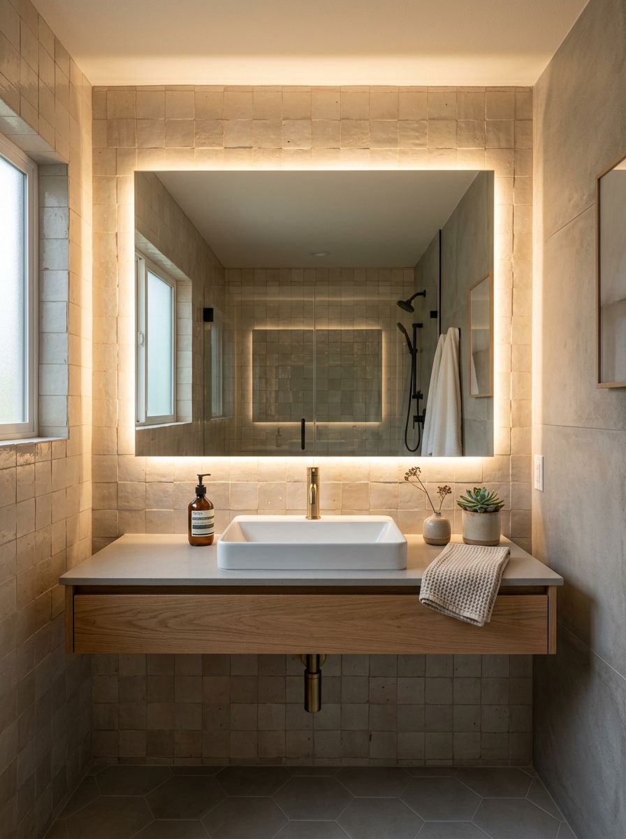 Backlit Mirror for a Soft Glow