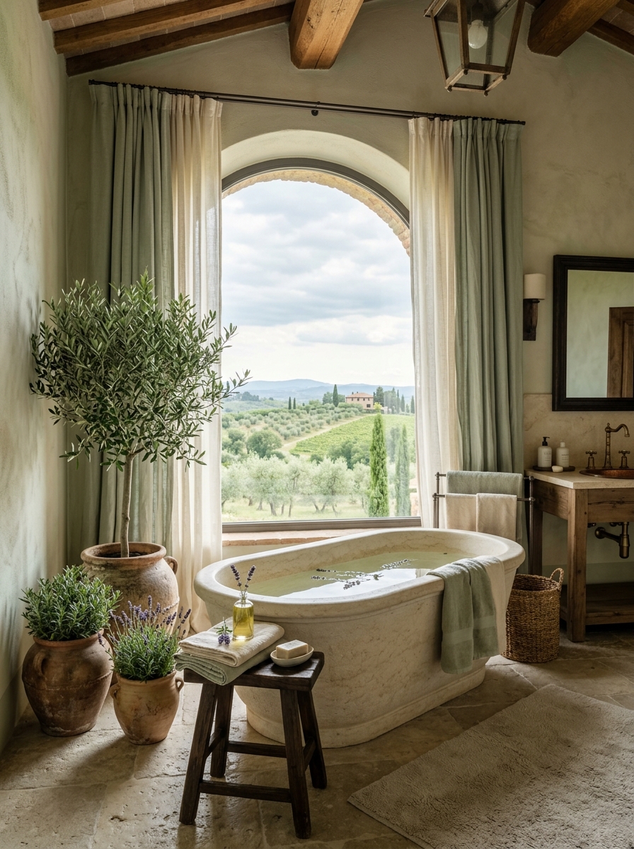 Olive Grove Inspired Tuscan Bathroom