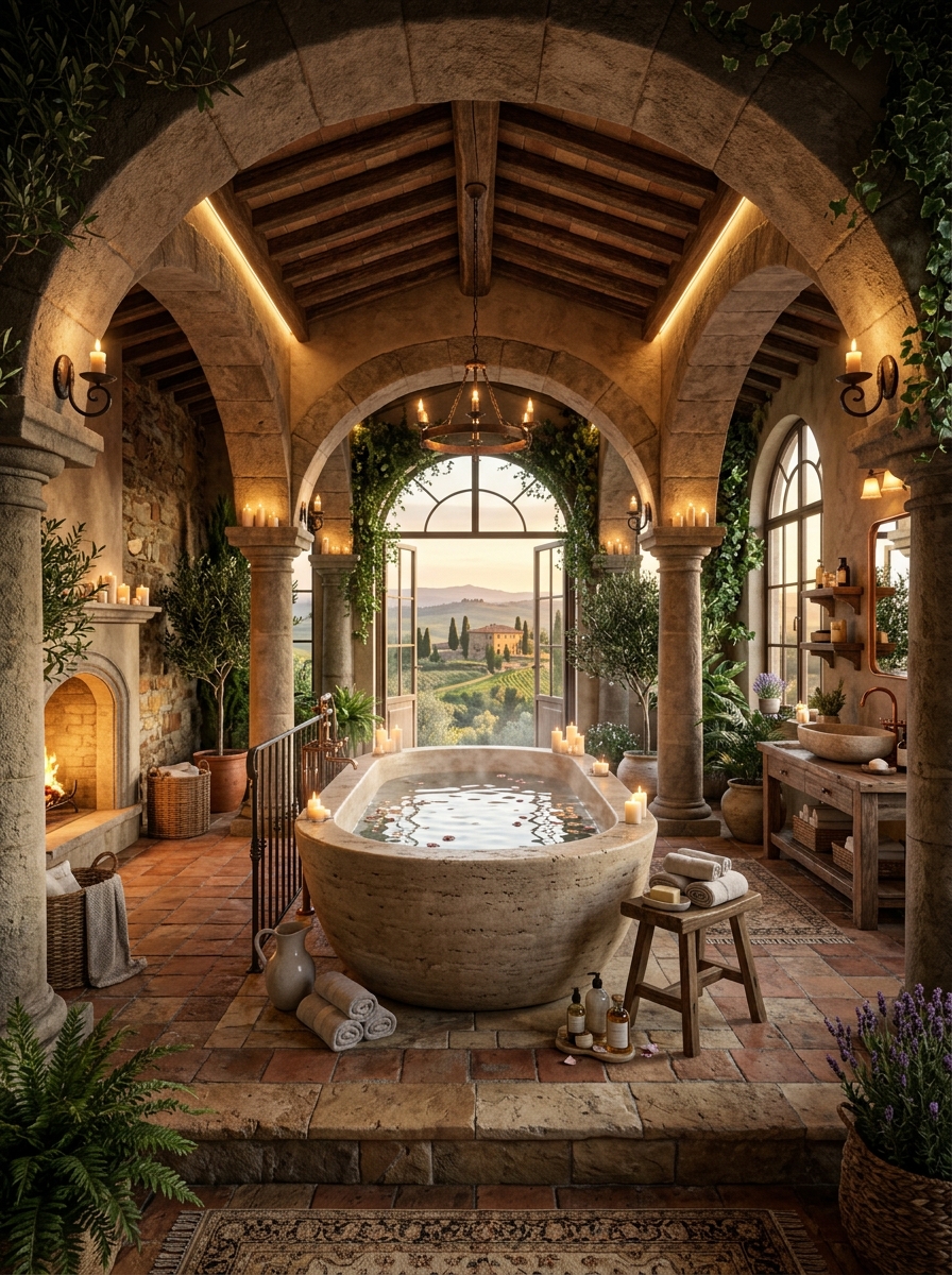 Ultimate Tuscan Villa Spa Bathroom