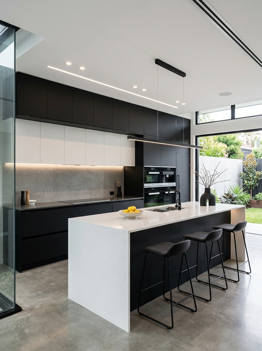 Sleek Handleless Cabinets for a Seamless Look