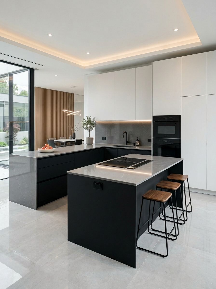 Sleek Handleless Cabinets for a Seamless Look