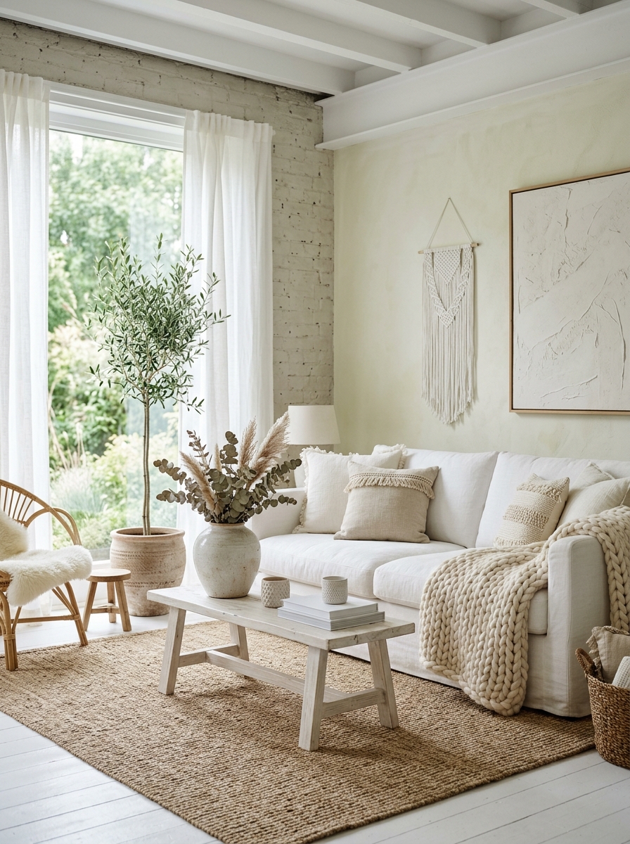 Airy White Boho Retreat with Organic Layers