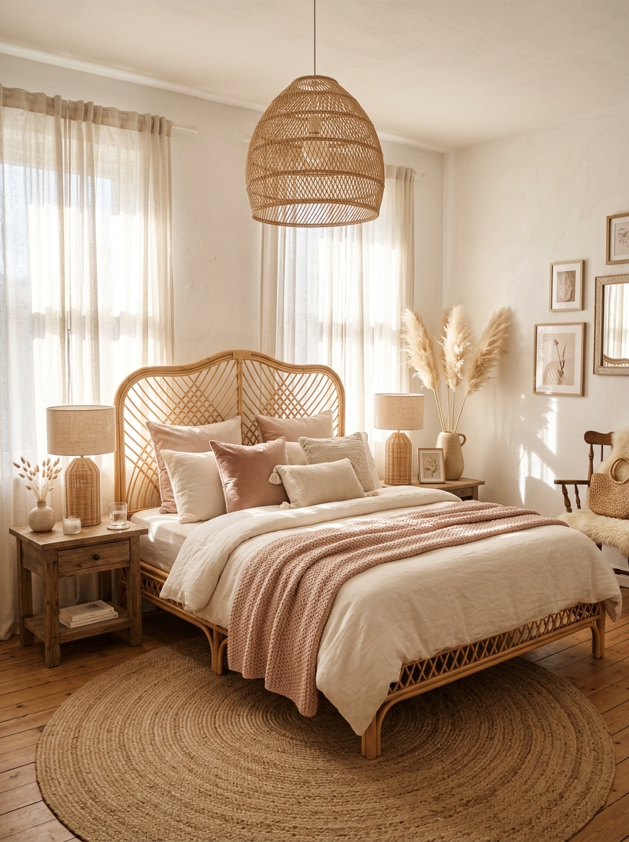 Rattan Elegance with Soft Feminine Layers