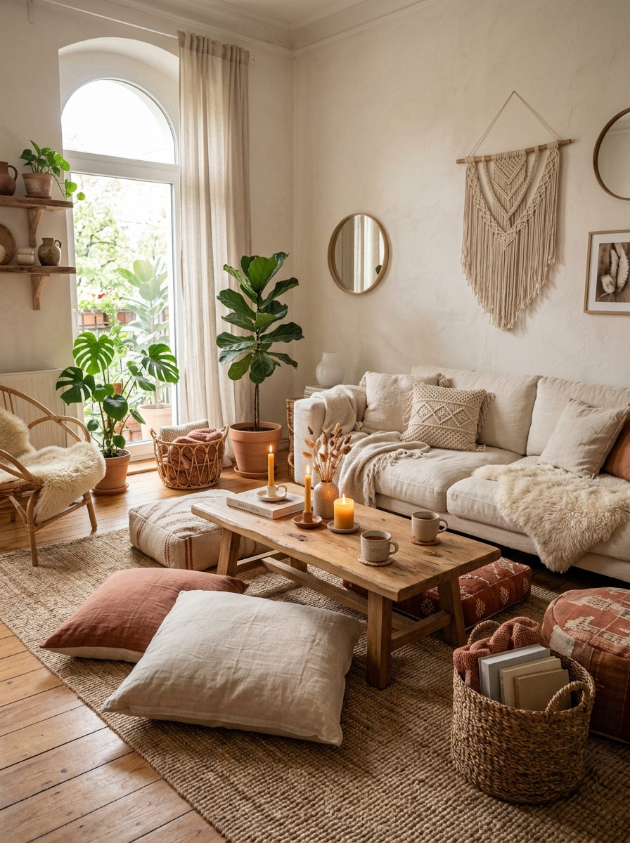 Cozy Floor Seating Boho Minimalist Lounge