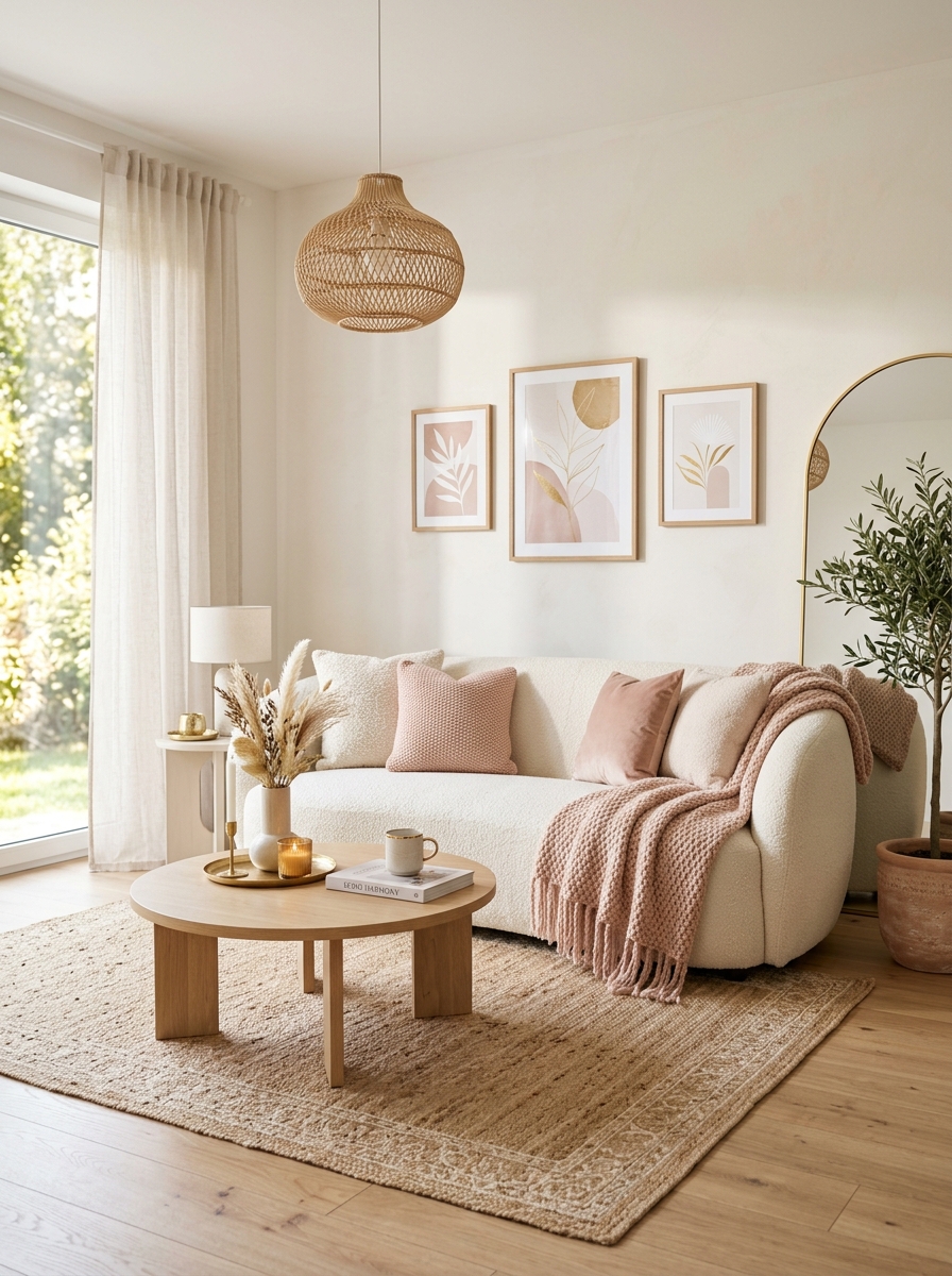 Feminine Minimalist Boho with Soft Blush Accents