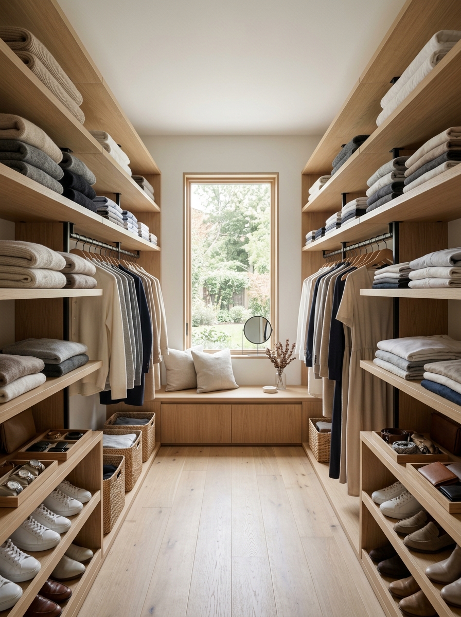 Minimalist Open Shelf Closet with Clean Lines